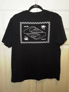 Quicksilver Shirt Mens Medium Black Two Sided Globe Logo 100% Cotton - Foto 1 di 3