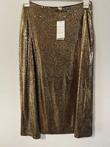 Michael Kors Black With Gold Sequin Long Midi Skirt Medium - Picture 1 of 5