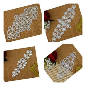 Strass Applikation Klar Kristall Braut Gürtel Schärpe Kinder Stirnband Schmuck Aufnähen - Bild 1 von 31