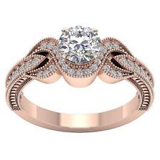 Solitaire Engagement Ring SI1 G 0.98 Ct Natural Diamond 18K Rose Gold Prong Set