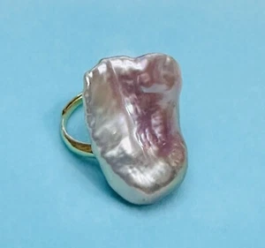 NEW ! Large Irregular Pearl Ring, Adjustable Pearl Design Ring, Natural Pearl - Picture 1 of 3