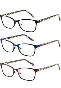 3x Bifocal Reading Glasses Women Blue Light Blocking With Clear Top Computer R.. - Picture 1 of 6