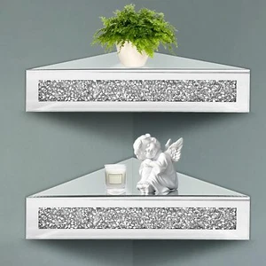 Royxen Corner Floating Shelves 2 Sets, Shelf Wall Mounted Crushed... - Picture 1 of 6
