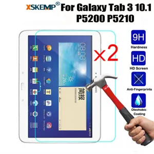 2Pcs Tempered Glass Clear Screen Protector Samsung Tab 3 10.1 P5200 P5210 P5220 - Picture 1 of 14