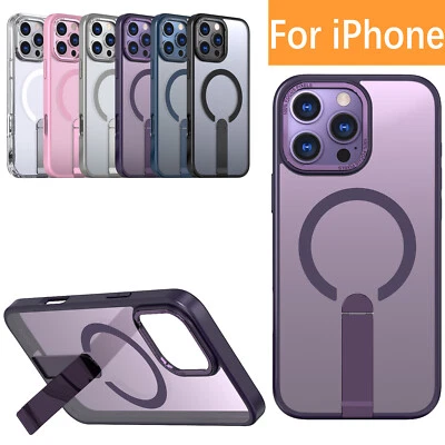 For iPhone 16 Pro Max 15 14 13 Slim Shockproof Mag Safe Case Stand Rugged Cover