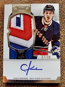 2012-13 Dominion CHRIS KREIDER Rookie Auto 3CLR Patch “SICK” #57/99  NY Rangers