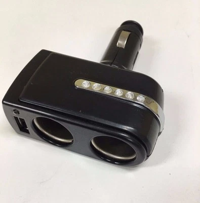USB Y 2 VÍAS COCHE ENCENDEDOR ENCHUFE DIVISOR DC12V CARGADOR ADAPTADOR ASK-G1 Foto 1 de 4
