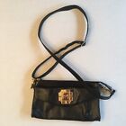 Vintage Monet Leather Black Crossbody Handbag Clutch 9.5 X 5”