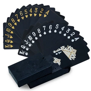 Spielkarten 2 Pokerdecks Pokerkarten Poker Cards Wasserdichtes Plastik Schwarz - Bild 1 von 7
