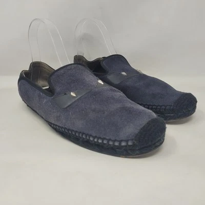 Fendi Zapatos Hombres 7 Bug Alpargata Ojos de Monstruo Azul Marino Gamuza Cuero Negro Plano Foto 1 de 4