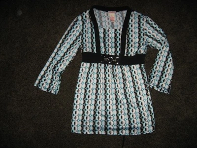 Candies Top Turquois Black Grey White Geometric Design Girls Large - Image 1 of 3
