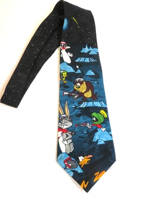 Винтажный Looney Tunes Mania Tie Space Bugs кролик Марвин Марсианин 90-е 1995 - Изображение 1 из 4