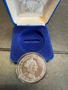 Silbermünze Turks & Caicosinseln 1993 20 Kronen - Apollo 11 25 Jahre mit Etui - Bild 1 von 3