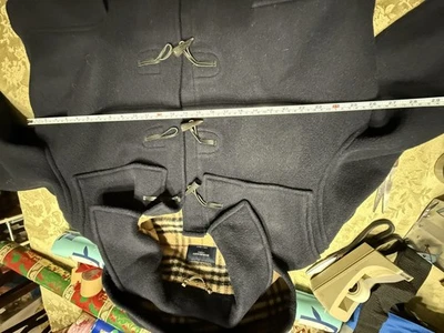 Casaco de viagem Burberry London England logotipo alternar xadrez lã masculino tamanho 52 azul marinho - Imagem 1 de 4