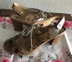 PIKOLINOS Java Heel Sandals W0K-0964 Cage Lace Up Brown Leather EU 40, US 9 VGUC - Picture 1 of 21