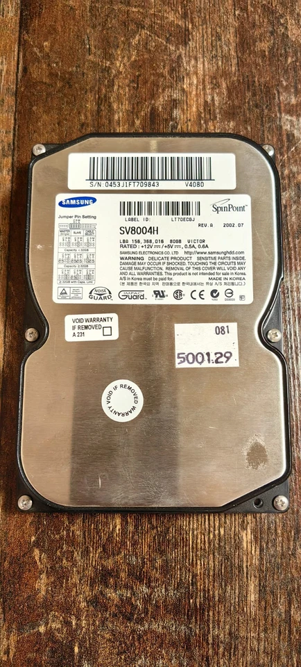 Festplatte SAMSUNG SpinPoint V40 80GB 5.4k 2MB ATA 3.5'' SV8004H - Bild 1 von 3