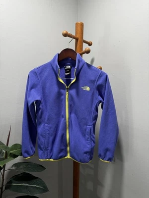 The North Face Girls Full-Zip Fleece — Purple w/ Neon Yellow Trim — Girls Large - Image 1 of 4