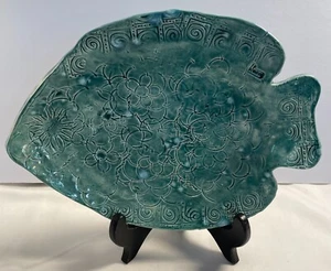 Keramik Fisch Servierplatte Aqua Grün 8X10,5 - Bild 1 von 6