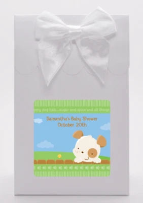 Puppy Dog Tails Neutral - Personalized Baby Shower Goodie Bags - Set of 12 - Image 1 of 4