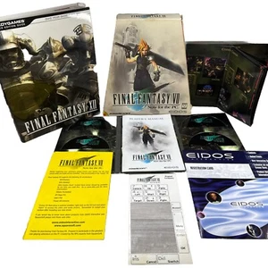 Final Fantasy VII 7 PAQUETE PC Trapezoide Caja Grande Abatible CIB PLUS Edición Lmt Libros Guías - Imagen 1 de 24