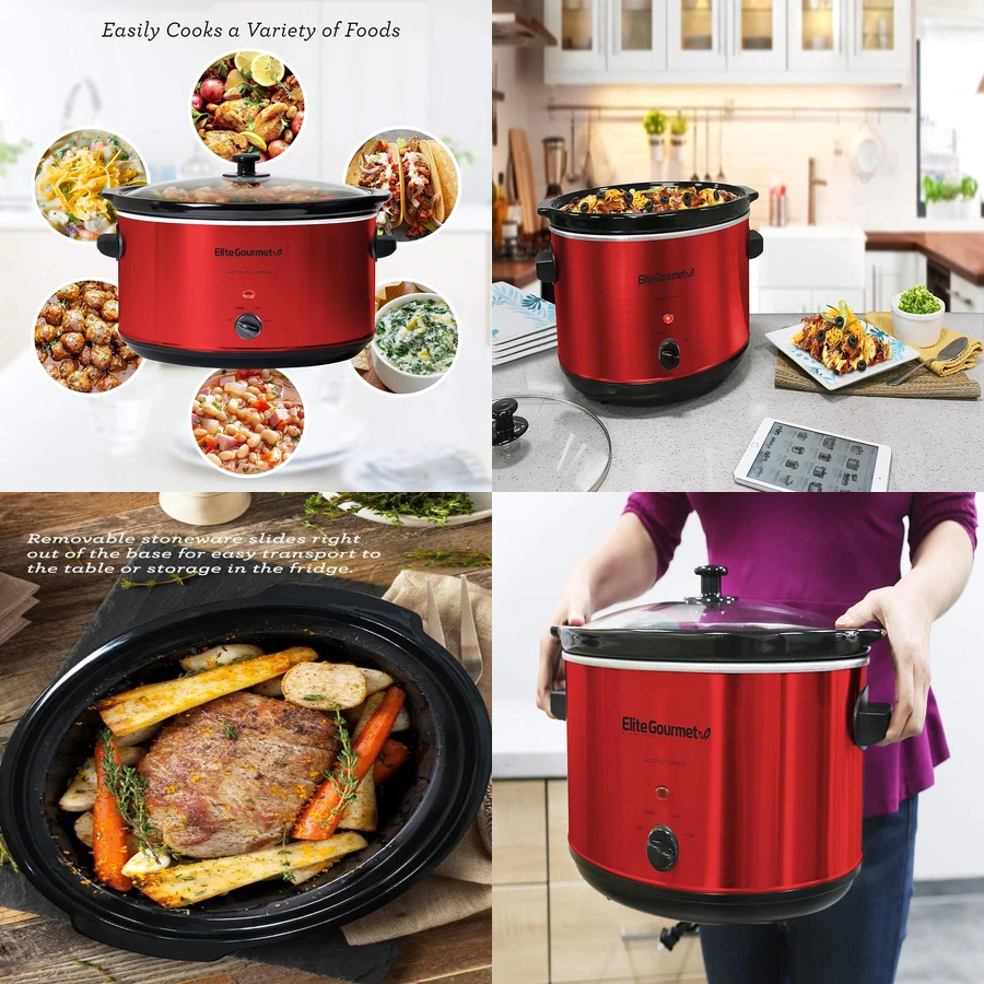 PREMIUM Ceramic Slow Cooker Pot Crock Stew Dips Rice Meat Dinner Cooking 8.5 Q - Image 1 of 4