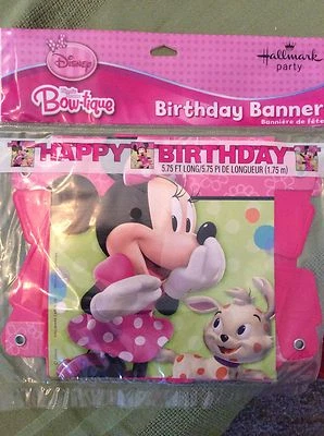 Minnie Mouse Bow-tique Party Supplies 5.75' Happy Birthday Banner - Image 1 of 3