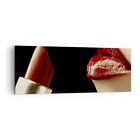 Wandbilder 140x50cm Leinwandbild Frau rote Lippen Lippenstift Gesicht Bilder