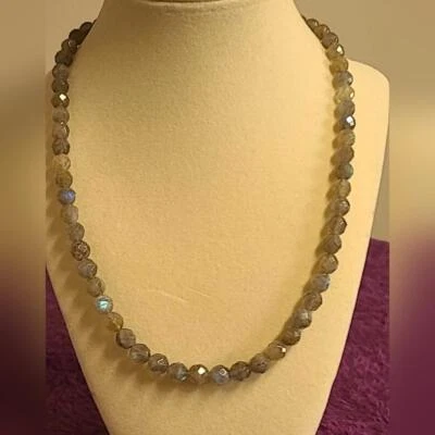 RARE Jay King Labradorite Faceted Bead Sterling Silver Necklace 18 inch Foto 1 de 4