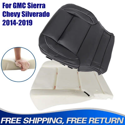 Funda de asiento de cuero y cojín de espuma negra para parte inferior del conductor Chevy Silverado 14-19 Foto 1 de 4