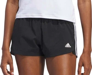 adidas Pacer 3 Stripes Woven Womens Training Shorts Black Gym Excerise Workout - Picture 1 of 6