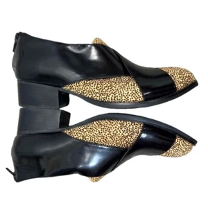 Jeffrey Campbell Ibiza handmade black patent leather cheetah calf hair shoes 36 - Picture 1 of 15
