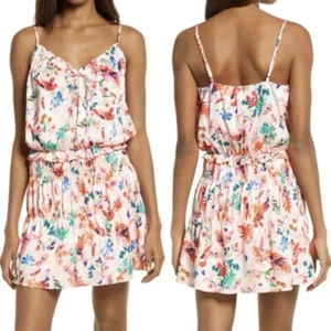 NSR Napean Sea Rd • Floral Adjustable Strap V-Neck Synched Waist Dress - Picture 1 of 10