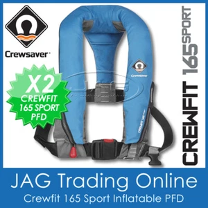 2x CREWSAVER CREWFIT 165 SPORT PFD DIVA BLUE MANUAL INFLATABLE LIFE JACKET 165N - Picture 1 of 4