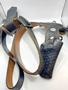 Vintage Bucheimer Clark B7A-44W Patrolman Duty Holster Snap Belt Revolver Black - Picture 1 of 8