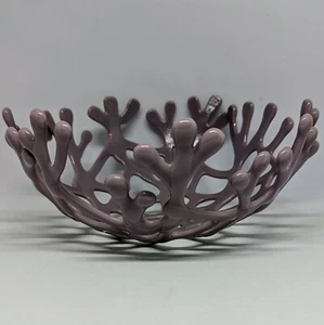 Fused Glass Open Lace Coral Branch Bowl Light Purple Round Decorative Art Glass - Picture 1 of 7