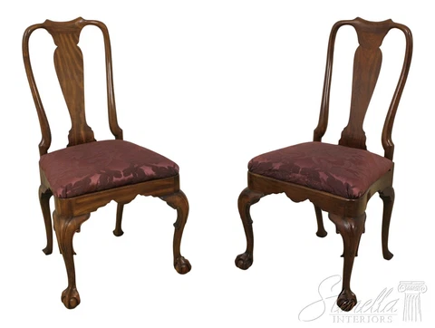 57381EC: Pair KINDEL Walnut Ball & Claw Side Chairs Cover