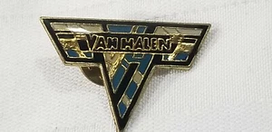 BLAU VH LOGO VAN HALEN Vintage 1980er Jahre Emaille & Metall Revers Pin Knopf JEANS JACKE E5 - Bild 1 von 5