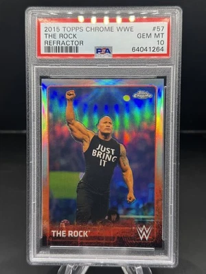 2015 Topps Chrome WWE - The Rock #57 Refractor PSA 10 - Image 1 of 2