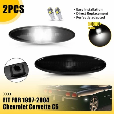 2x Smoked Rear Side Marker Light Housing For Chevrolet Corvette C5 1997-2004 New - Imagem 1 de 4