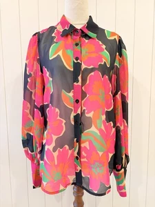 Runaway The Label Size S Small AU 8 Sheer Floral Blouse Balloons Sleeve - Picture 1 of 17