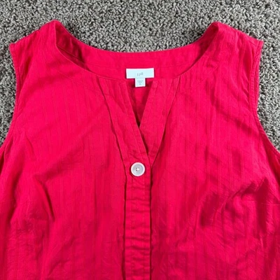 Blusa sin mangas JJill roja texturizada cuello en V XL sin mangas capas femenina fluida Foto 1 de 4