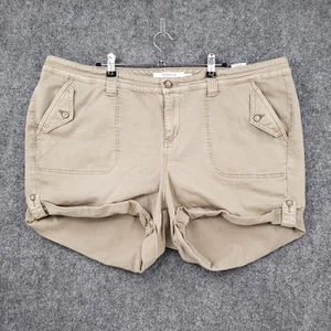 Torrid Shorts Women 24 Beige High Rise Flat Front Utility Stretch Zip Fly Cuffed - Picture 1 of 10