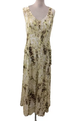 Autograph Women's Maxi Dress Size 16 Yellow Mix Animal Print Button Front New - Image 1 of 4
