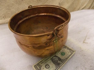 Vintage Holland dekorativer Kupfertopf handgefertigt 8" Schwenkgriff gelötete Nähte - Bild 1 von 11