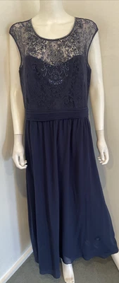 New! CITY CHIC [sz S/16] navy lacey beaded maxi dress - image 1 of 4