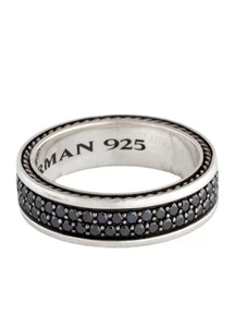 DAVID YURMAN DIAMOND STERLING SILVER 925 STREAMLINE TWO-ROW BAND RING - Picture 1 of 8