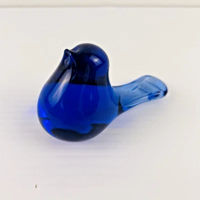Murano / Murano Style Studio Art Cobalt Blue Glass Bird Figurine Paperweight - image 1 of 4