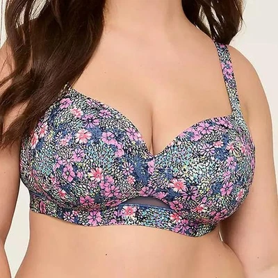 Lane Bryant Cacique Comfort Bliss Lightly Lined Balconette Bra 46D *Ditzy* NEW! - Image 1 of 3