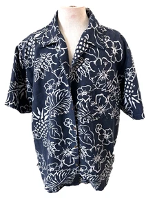 Knightsbridge mens Hawaiian shirt size 2XL short sleeve blue floral 1 pocket - Picture 1 of 5