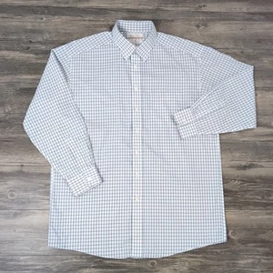 Mens Roundtree & Yorke Gold Label Dress Shirt 16/33 Large White Check Button Up - Picture 1 of 10